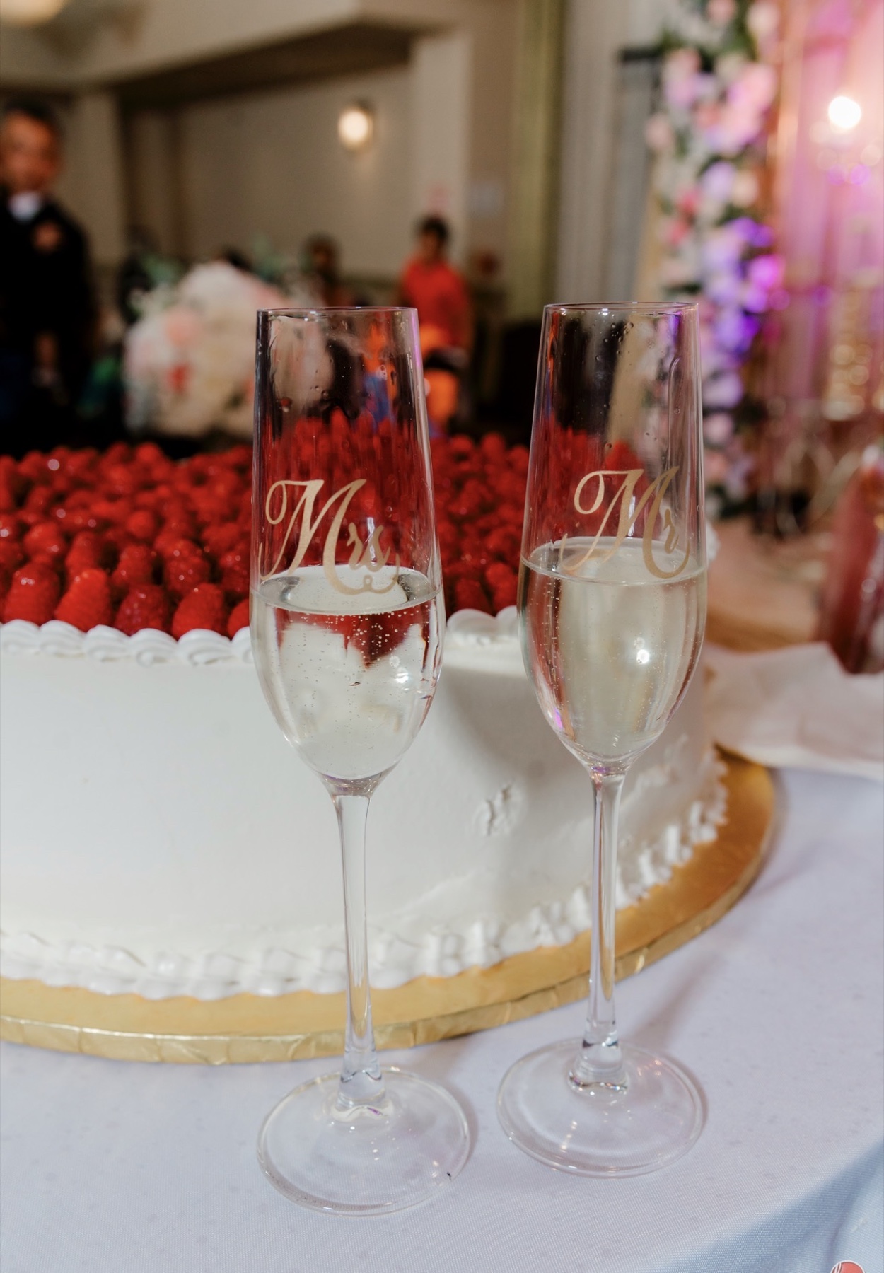 Wedding cake and celebration toast