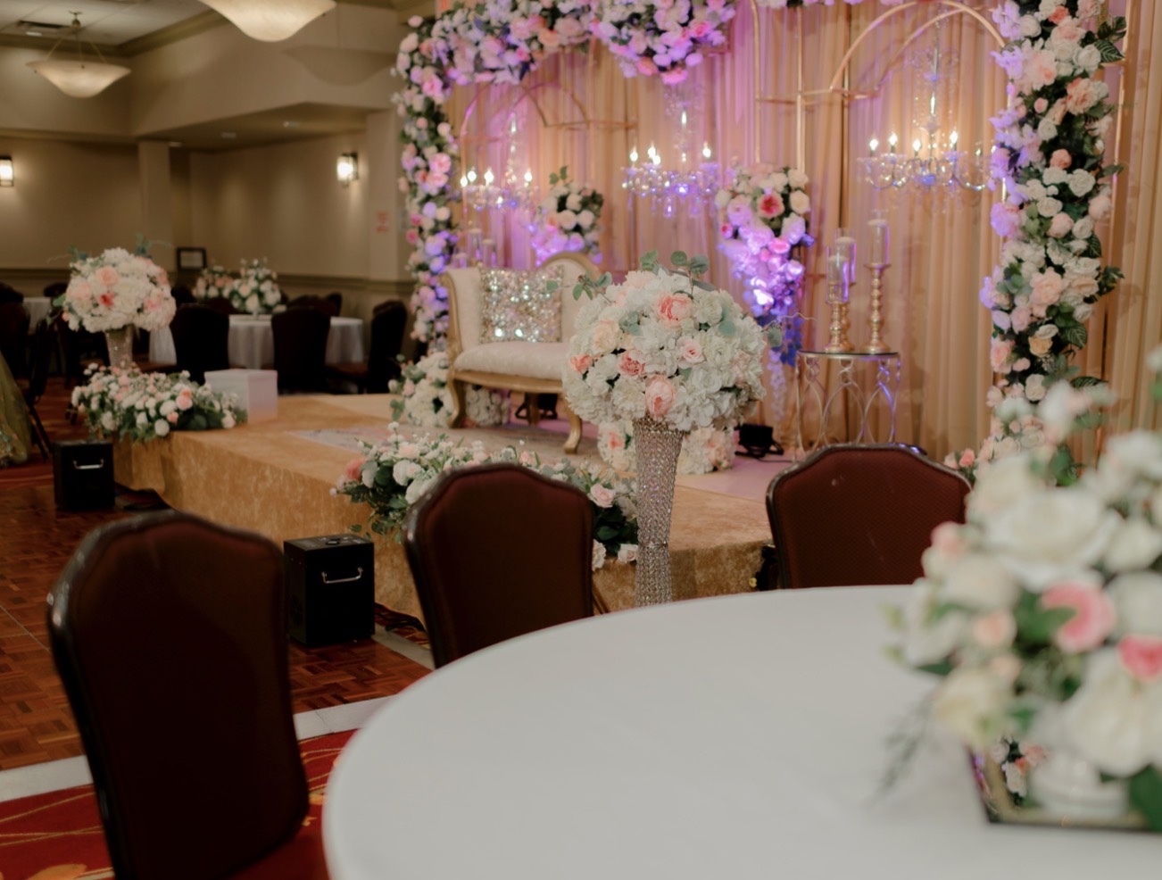 Wedding stage and floral setting
